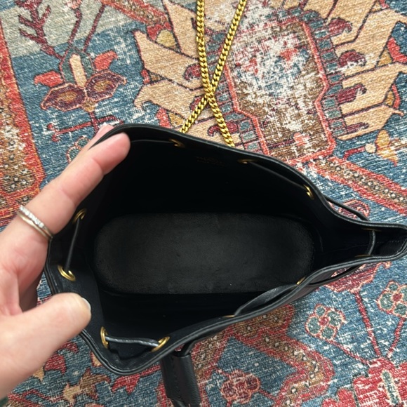 Valentino Garavani VLogo Mini Bucket Bag Black Nappa Leather Gold Chain - Picture 13 of 15